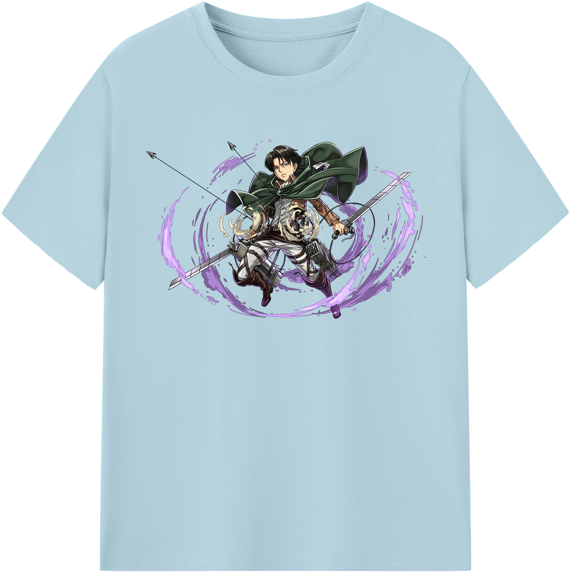 （画像用） 進撃の巨人 リヴァイ·アッカーマン Attack on Titan Levi Ackerman 綿100％半袖Tシャツ（フロントプリント）